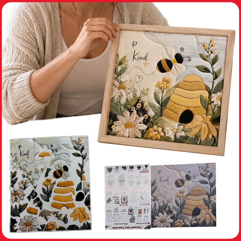 Art Craft Kit - Punch-Nadel-Stickerei DIY-Set Bienenwabe Sonnenblume 3D-Textur Wandkunst