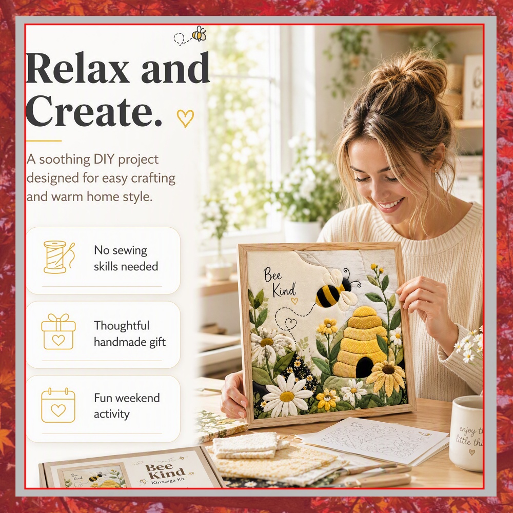 Art Craft Kit - Bienenwaben-Stanznadel-Set für DIY-Handarbeiten, Sonnenblume, Gänseblümchen, 3D-Wandkunst,
